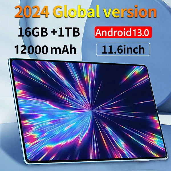 Tablet Android 13.0 Brand New 11.6 inch 16GB RAM 1TB ROM Tablet 16MP 32MP 12000mAh 10Core WIFI Bluetooth Network Tablet