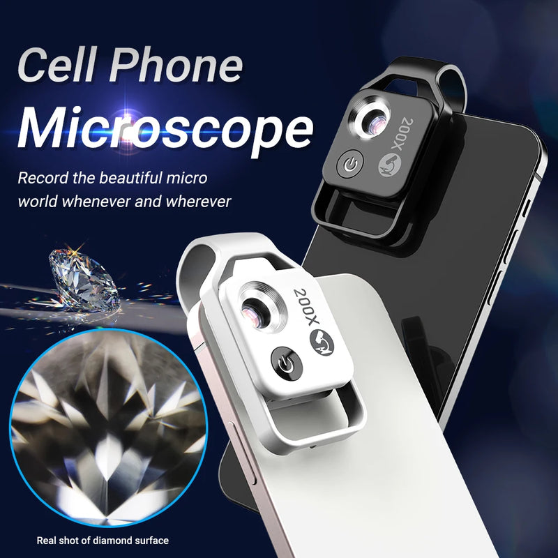 MicroView Pro - 200X Smartphone Microscope Lens with CPL and LED Light