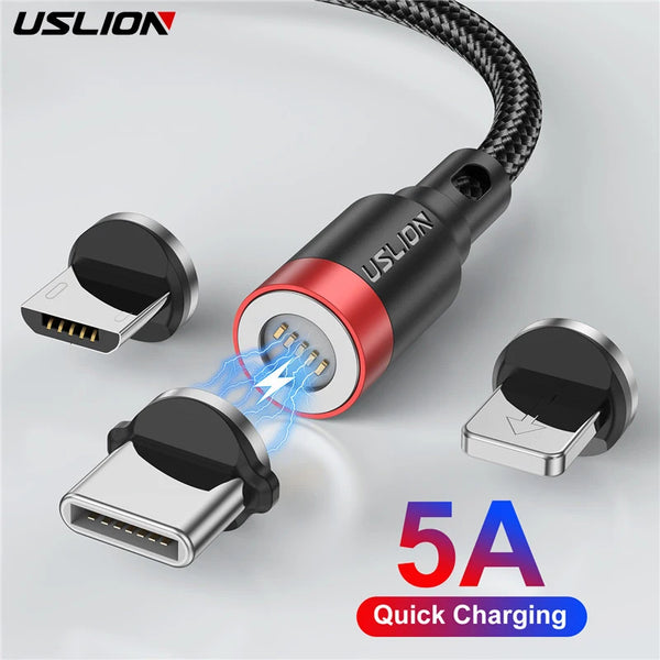 USLION 5A Fast Charging Magnetic USB Cable - Rapid and Convenient Charging for All Your Devices