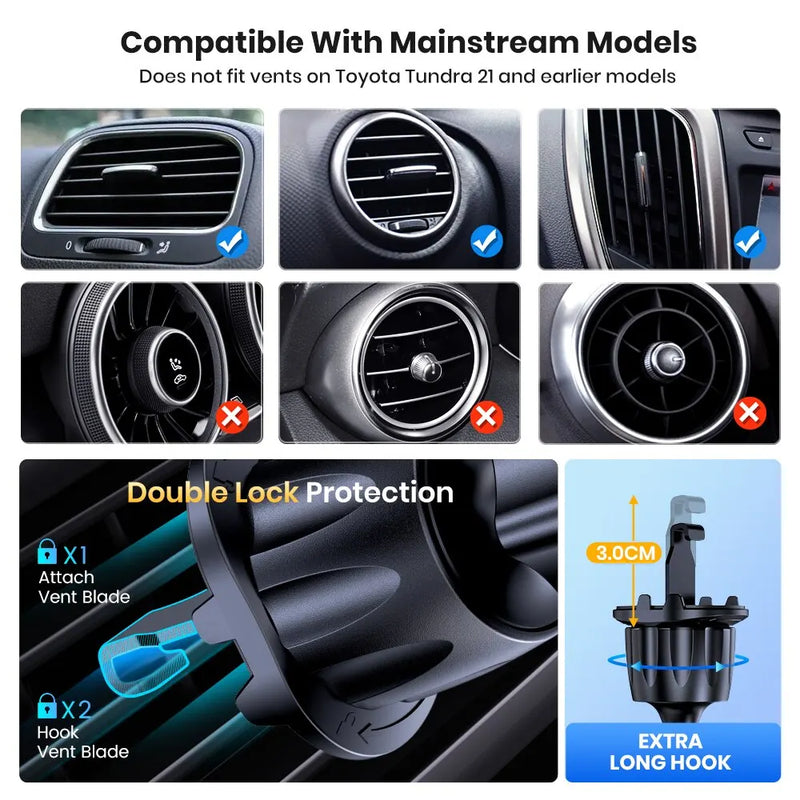 GripGuard Pro -  Secure Car Phone Holder with 360° Rotation and One-Hand Operation