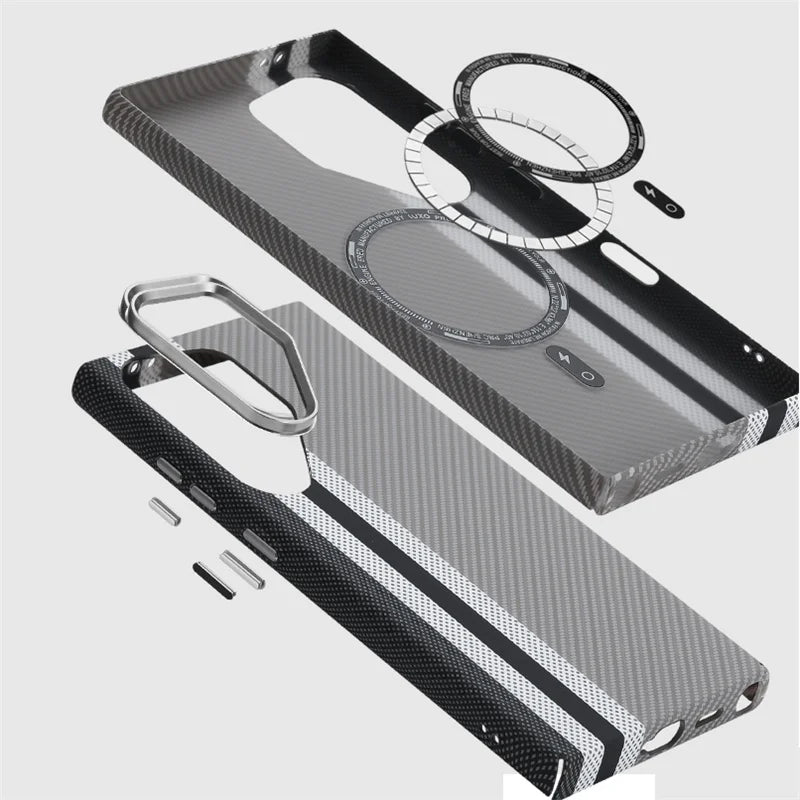 CarbonEdge™ Dual-Tone MagSafe Case - High-Performance Protection with Carbon Fiber Texture for Samsung Galaxy S24 Ultra