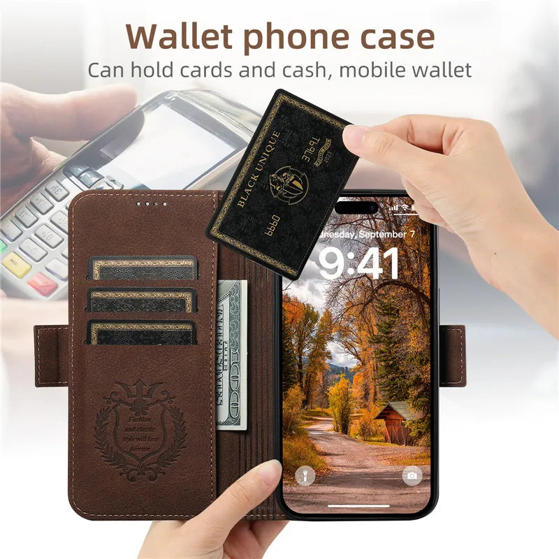 EUCAGR Luxe Wallet Case for iPhone - Elegance and functionality in Premium leather for iPhone