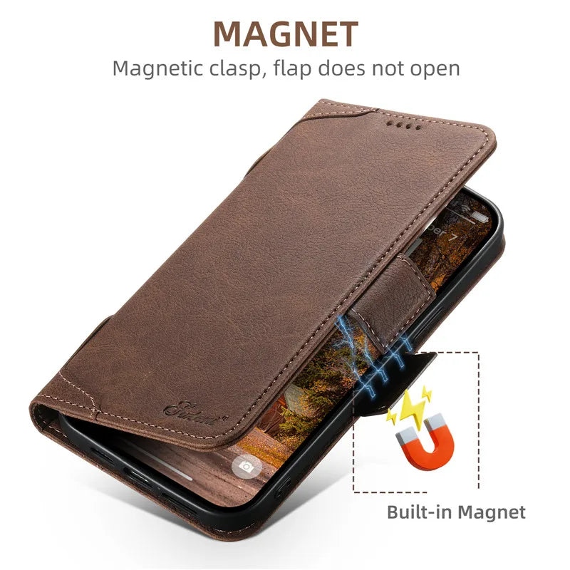 EUCAGR Luxe Wallet Case for iPhone - Elegance and functionality in Premium leather for iPhone