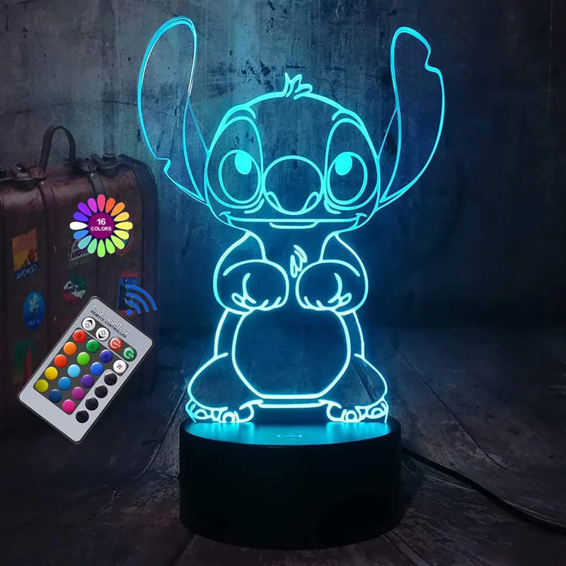 Stitch 3D Illusion Night Light - Magical Glow with Smart Touch & Remote Control