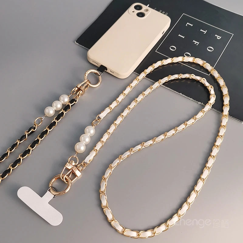 GlamStrap Luxe  - Pearl Chain Phone Lanyard for smartphone