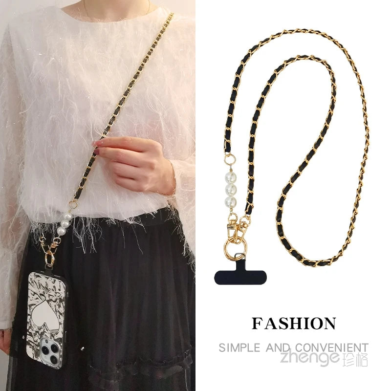 GlamStrap Luxe  - Pearl Chain Phone Lanyard for smartphone