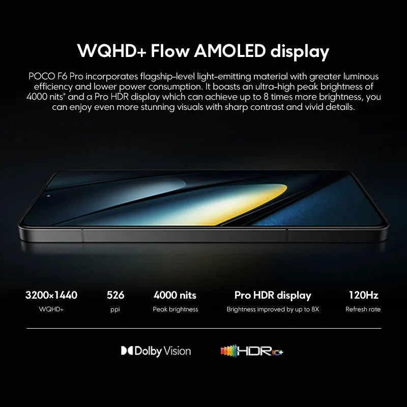 POCO F6 Pro Global Version Smartphone 6.67” WQHD+ 120Hz Flow AMOLED display 120W HyperCharge 5000mAh battery Snapdragon 8 Gen 2