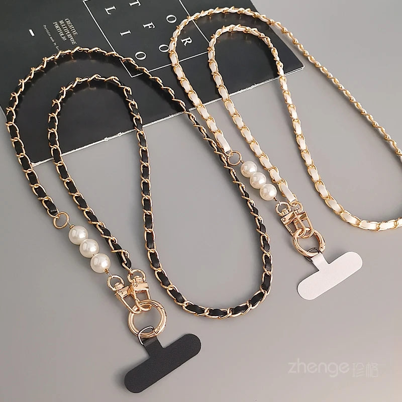 GlamStrap Luxe  - Pearl Chain Phone Lanyard for smartphone