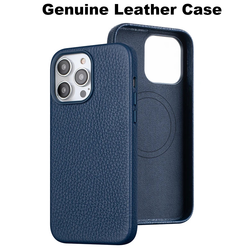 Soft Genuine Leather iPhone 14 Pro Max Case - Elevate Your Business Style**