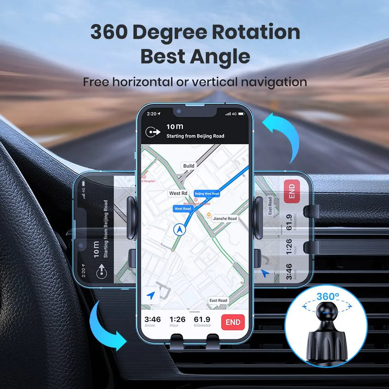 GripGuard Pro -  Secure Car Phone Holder with 360° Rotation and One-Hand Operation