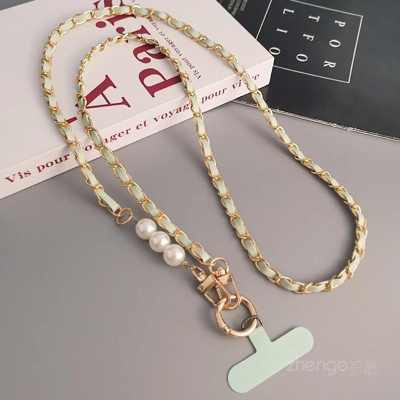 GlamStrap Luxe  - Pearl Chain Phone Lanyard for smartphone