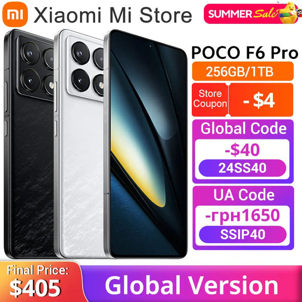 POCO F6 Pro Global Version Smartphone 6.67” WQHD+ 120Hz Flow AMOLED display 120W HyperCharge 5000mAh battery Snapdragon 8 Gen 2