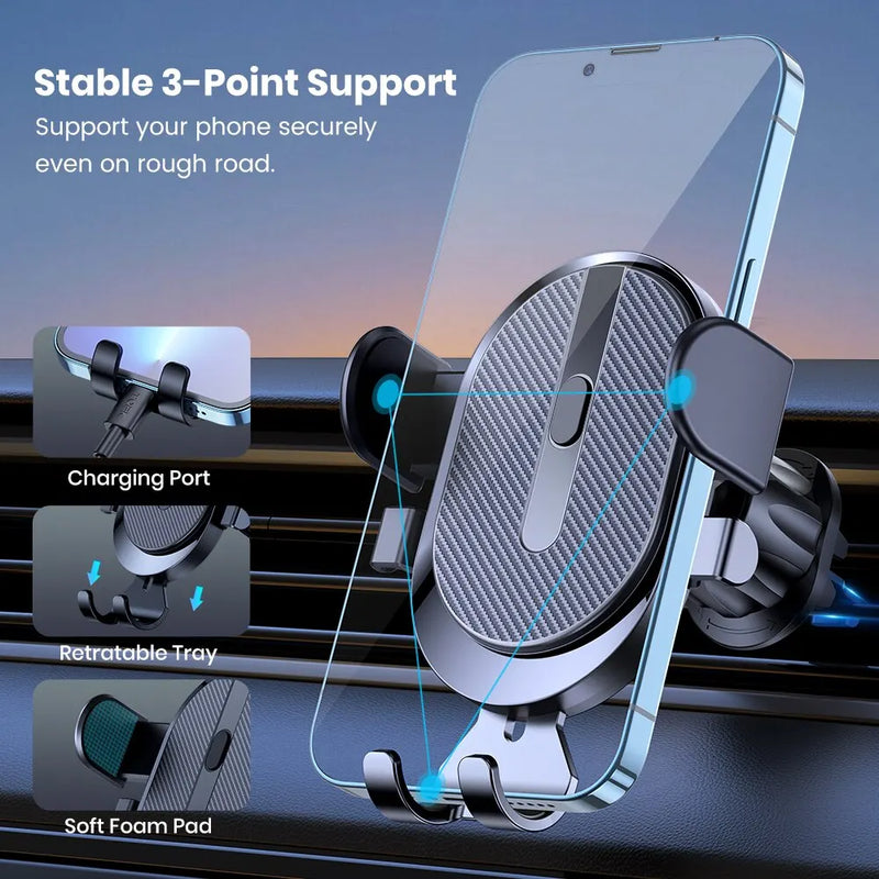 GripGuard Pro -  Secure Car Phone Holder with 360° Rotation and One-Hand Operation