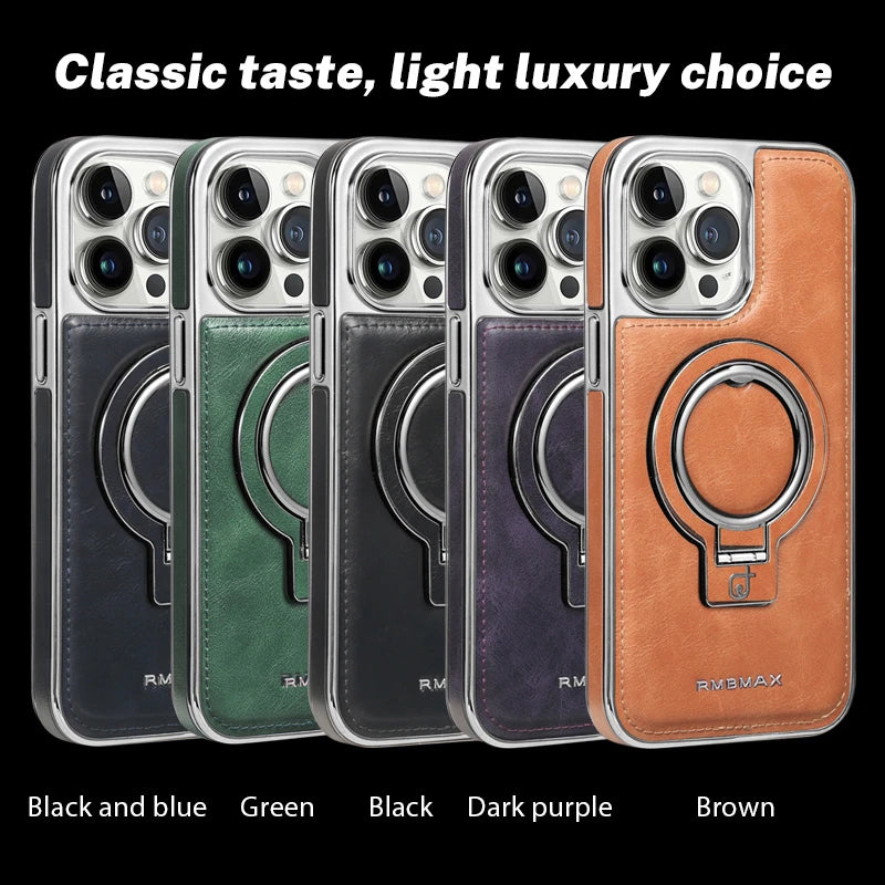 Luxury PU Leather Metal Fold Stand Bracket Holder Case - Elevate Your iPhone Experience