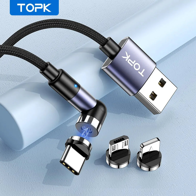 TOPK Magnetic Charging 3-in-1 Cable - Versatile, Durable, and Convenient Charging**