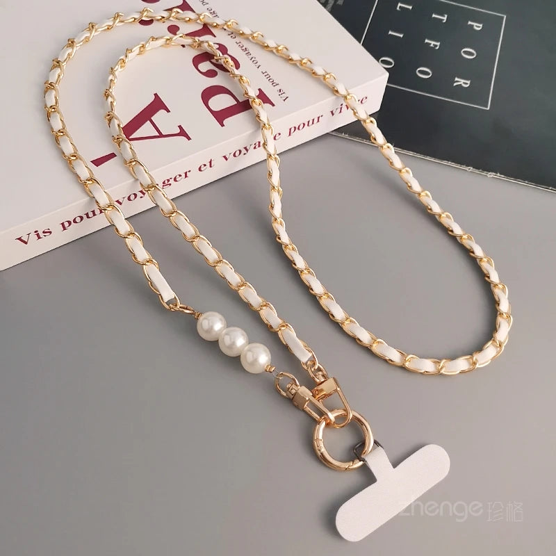 GlamStrap Luxe  - Pearl Chain Phone Lanyard for smartphone